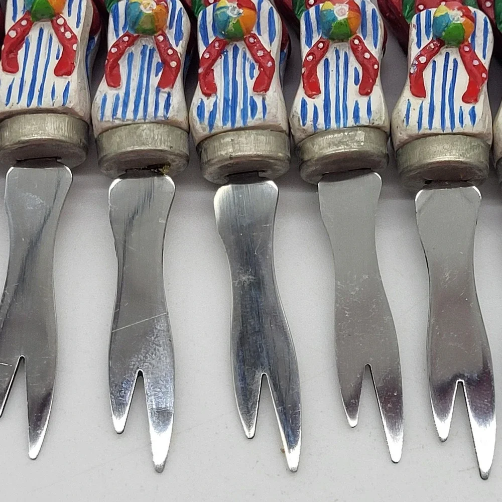 Appetizer Forks Novelty Flip Flop Seashell Summer Colorful Cocktail Set Of 8